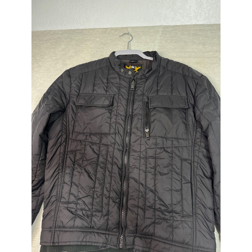 Zara Man Young Collection Black Quilted Puffer Jacket Full Zip Mock Neck Large